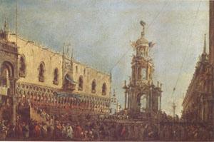Francesco Guardi The Doge Takes Part in the Festivities in the Piazzetta on Shrove Tuesday (mk05) France oil painting art
